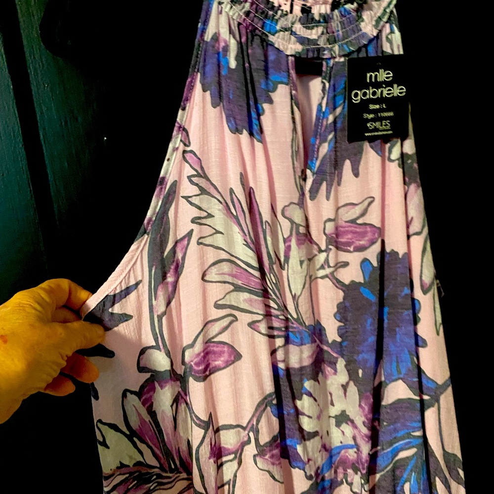Mlle Gabrielle Vibrant Floral Maxi Skirt - Pink and Blue